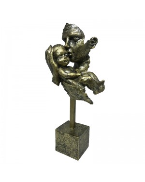Estatueta em Poliresina Mamãe Bebê  20,5x14x45cm