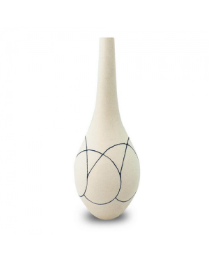 Vaso Decorativo Cerâmica Bege 33x13cm